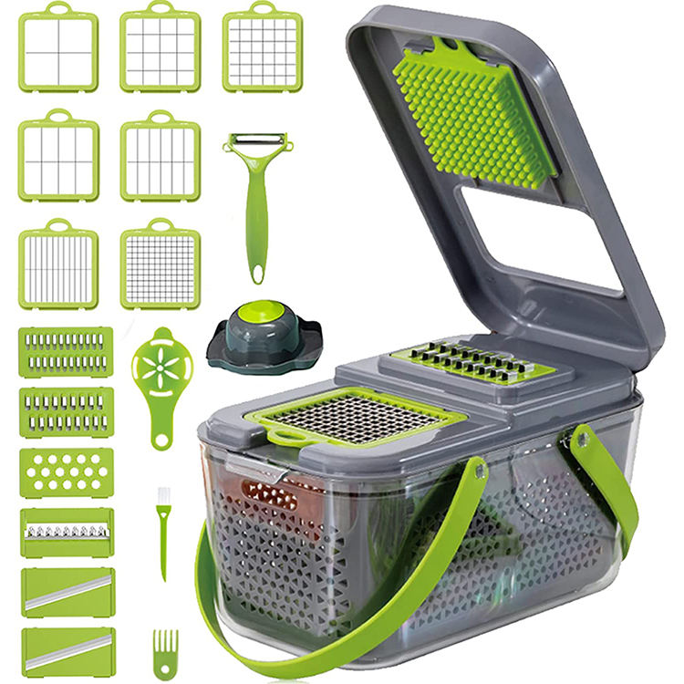26 in 1 Vegetable Chopper, Onion Chopper with Container 12 Blades Food Chopper Multifunctional Slicer Dicer Cheese Grater