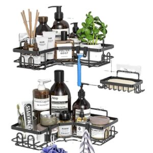 Shower Caddy, No Drilling Bathroom Organizer with Soap Holder, Adhesive Bathroom Caddy, Black