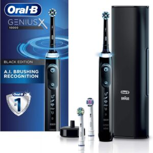 Rotating Electric Toothbrush for Adults, Quiet Rechargeable Toothbrush with 4 Cleaning Modes, Timer and Brush Heads, Black