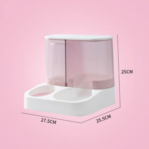 2 in 1 Design Pet Food and Water Dispenser, Automatic Feeder, Cat Food and Water Pink