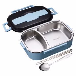 Equedynamics 304 Stainless Steel Compartment Lunch Box, Insulated Leak-Proof Portable Lunch Box with Two Compartments, Easy to Clean, Food Storage Container for School, Office & Travel