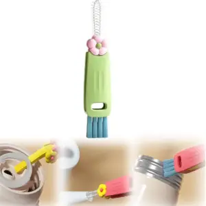 EqueDynamics 3 in 1 Cup Lid Cleaning Brush, Portable Crevice Gap Cleaner Brush with 360° Rotating Design, Straw Cleaning Tool for Baby Bottles, Cups, Lids, Kitchen Accessories, Detail Cleaning Brush for Narrow Gaps, Bottles, Home & Travel Use