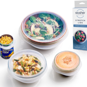 EqueDynamics Premium Food-Grade Reusable Silicone Stretch Lids, 4 Pack Clear Various Sizes, Airtight Leakproof Food Storage Covers for Bowls, Plates, Cups & Containers, BPA-Free, Microwave, Dishwasher & Oven Safe for Kitchen Meal Prep
