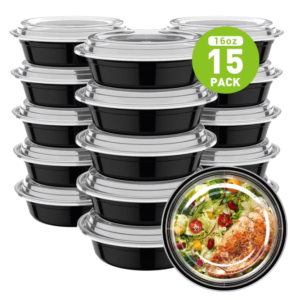 EqueDynamics Round Meal Prep Containers with Lids, 15 Pack 16 OZ Food Storage Containers, BPA-Free Plastic To-Go Containers, Leakproof, Stackable, Reusable, Microwave, Freezer & Dishwasher Safe for Meal Prep, Lunch & Takeout