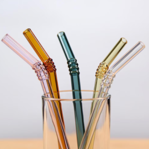 Equedynamics 5-Piece Reusable Borosilicate Glass Straws Set, BPA-Free Eco-Friendly Drinking Straws for Coffee, Juice, Smoothies, Tea & Cocktails (Multiple Colors)