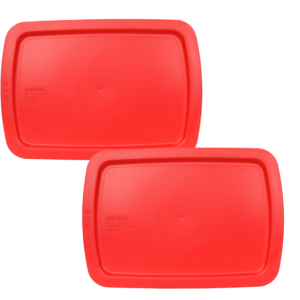 EqueDynamics 3-Quart Easy Grab Food Storage Replacement Lids, 2-Pack BPA-Free Plastic Replacement Covers, Secure Fit Food Storage Lids for 3 Qt Glass Baking Dishes, Refrigerator, Freezer & Top-Rack Dishwasher Safe, Red