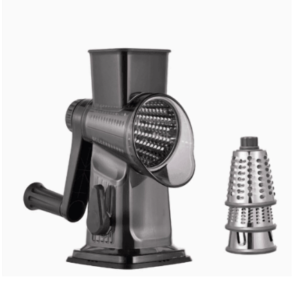 Equedynamics Rotary Cheese Grater, Manual Hand Crank Stainless Steel Food Grater with Interchangeable Blades for Cheese, Vegetables, Nuts & Chocolate