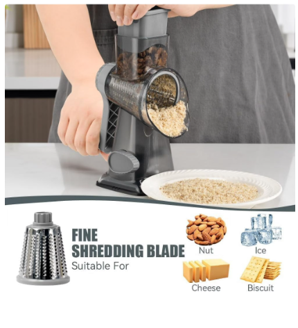 Equedynamics Rotary Cheese Grater, Manual Hand Crank Stainless Steel Food Grater with Interchangeable Blades for Cheese, Vegetables, Nuts & Chocolate - Image 7