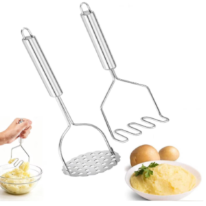 Equedynamics Manual Vegetable Masher, Non-Electric Stainless Steel Potato & Vegetable Masher with Ergonomic Handle for Potatoes, Avocados, Sweet Potatoes & Baby Food