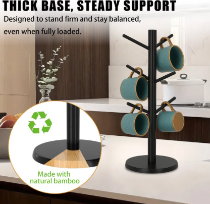 Equedynamics Mug Tree Stand, Countertop Mug Holder Rack with Multiple Hooks, Space-Saving Coffee Cup Organizer for Kitchen, Coffee Bar & Home - Image 3