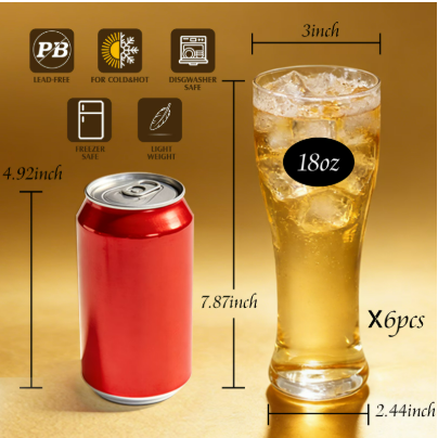 EqueDynamics Pilsner Drinking Glasses, Premium Tall Beer Glasses for Pilsner, Lager, Craft Beer & Wheat Beer, Crystal Clear Durable Glassware with Elegant Slim Design for Home Bar, Restaurant, Pub & Party Use - Image 3