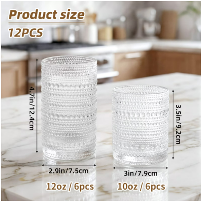EqueDynamics Drinking Glasses Set, Premium Clear Glass Tumblers for Water, Juice, Iced Coffee, Cocktails, Beer & Soft Drinks, Durable Everyday Beverage Glasses for Home, Kitchen, Office, Restaurant & Party Use - Image 4