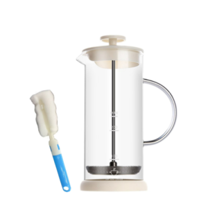 EqueDynamics Plunger-Style Coffee Maker, Non-Electric French Press Coffee Brewer with Heat-Resistant Borosilicate Glass Carafe, Reusable Stainless Steel Filter, Manual Coffee & Tea Press for Home, Office, Camping & Travel