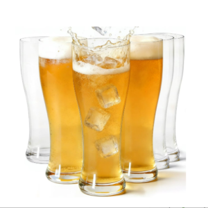 EqueDynamics Pilsner Drinking Glasses, Premium Tall Beer Glasses for Pilsner, Lager, Craft Beer & Wheat Beer, Crystal Clear Durable Glassware with Elegant Slim Design for Home Bar, Restaurant, Pub & Party Use